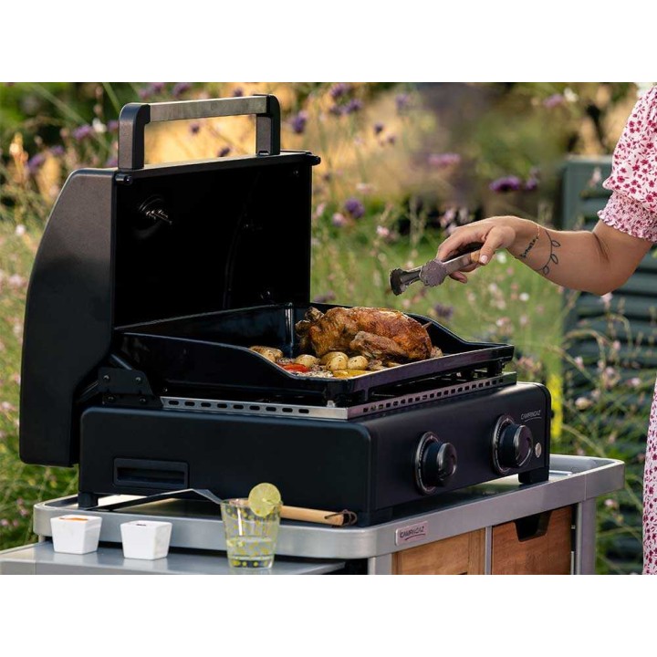 Campingaz Onyx 2 kaasukäyttöinen plancha-grilli, kansi, 6 kW