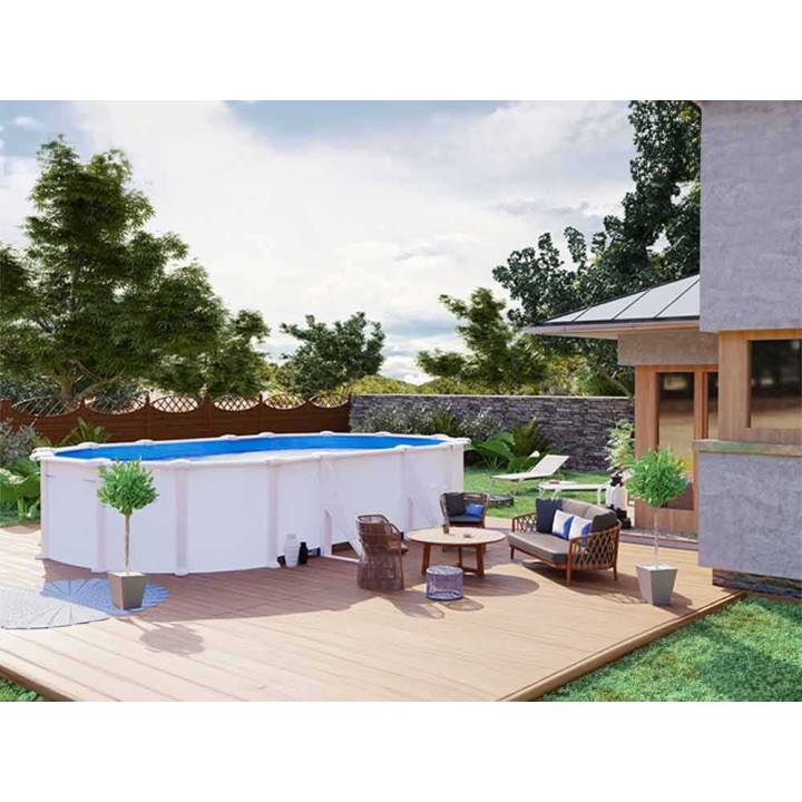 Gre Atlantis Ovale 610 × 375 × 120 cm teräsallas, Aqualoon-suodatin
