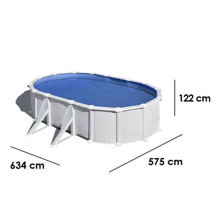 Gre Atlantis Ovale 610 × 375 × 120 cm teräsallas, Aqualoon-suodatin
