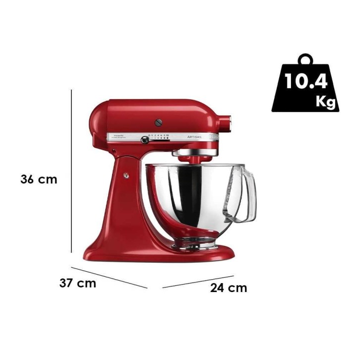 KitchenAid Artisan 5KSM125-EER planetaarinen yleiskone, 4,8 l, 300 W, punainen