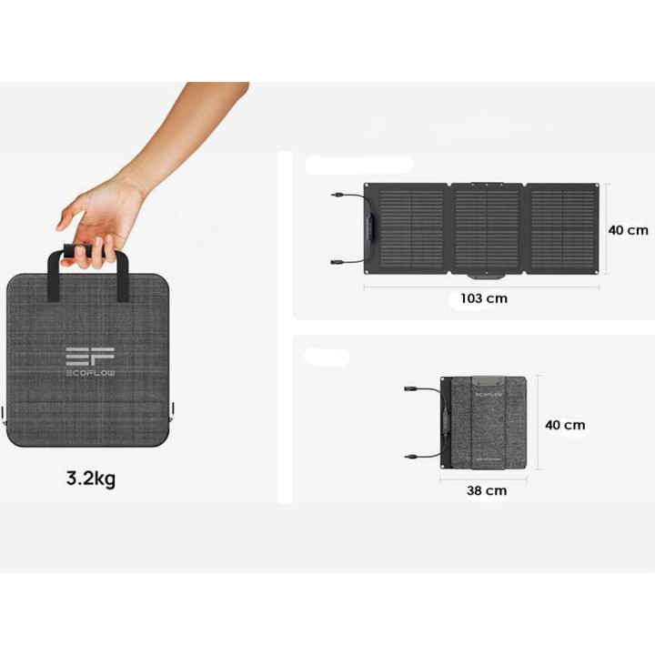 EcoFlow 60 W kannettava aurinkopaneeli, 0,06 kW, IP68, Type-C