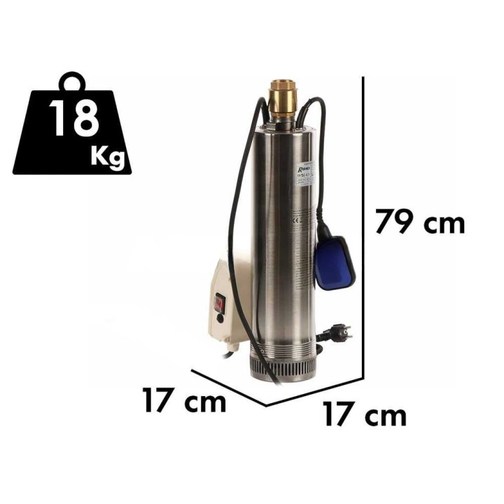Ribimex PRPVC1102/65F uppopumppu kaivoihin, 1 110 W, 8 000 l/h, 65 m, 220–240 V