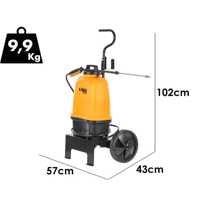 Volpi V-BLACK VITA 16 -reppuruisku, 16 l, 14,4 V, kuljetusvaunulla