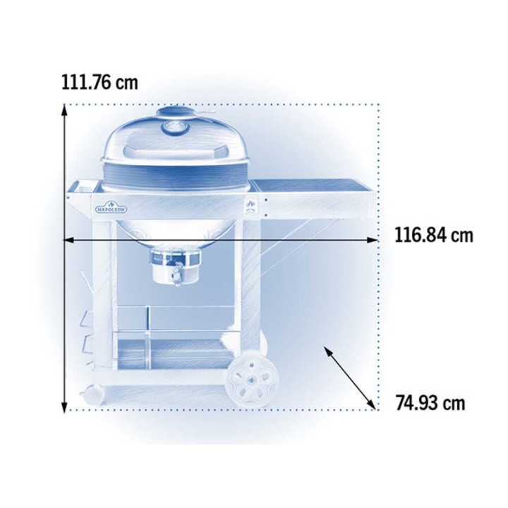 Napoleon PRO22 hiiligrilli kärryllä, Ø 55 cm, valurautaritilä
