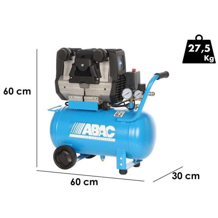 ABAC POLE POSITION QUIETE OS20 öljytön kompressori, 2 HP, 24 l