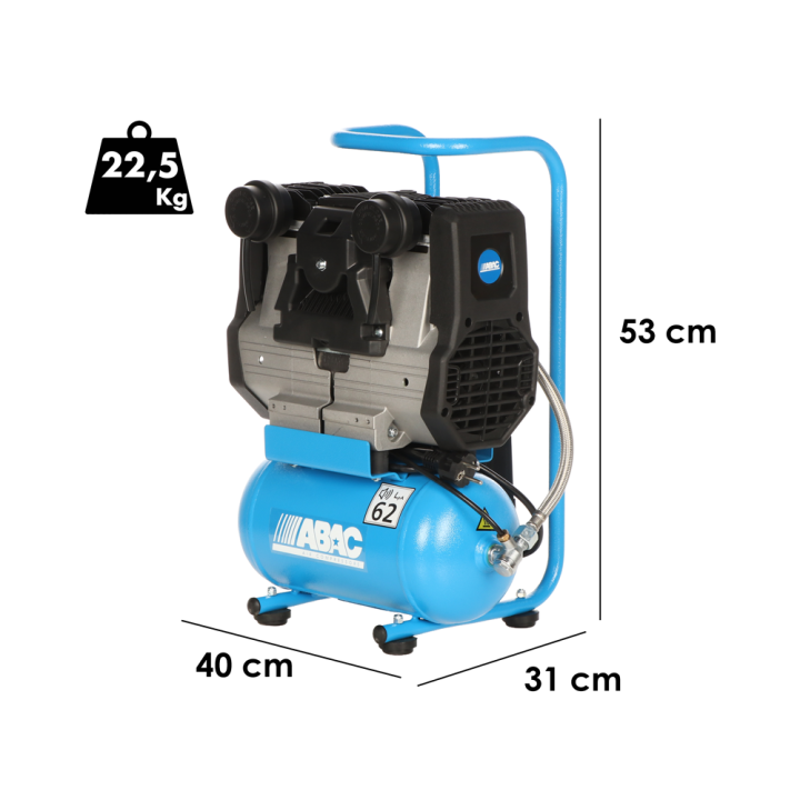 ABAC START QUIETE OS20 hiljainen öljytön kompressori, 2 HP, 6 l, 230 V