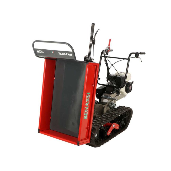 Benassi M353H telaketjukärry, 350 kg, Honda GP160, laajennettava lava