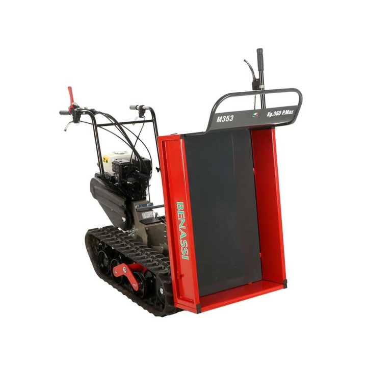Benassi M353H telaketjukärry, 350 kg, Honda GP160, laajennettava lava