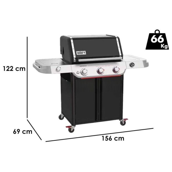 Weber Genesis E-335W kaasugrilli, 3 poltinta, 14,1 kW, 68 × 48 cm