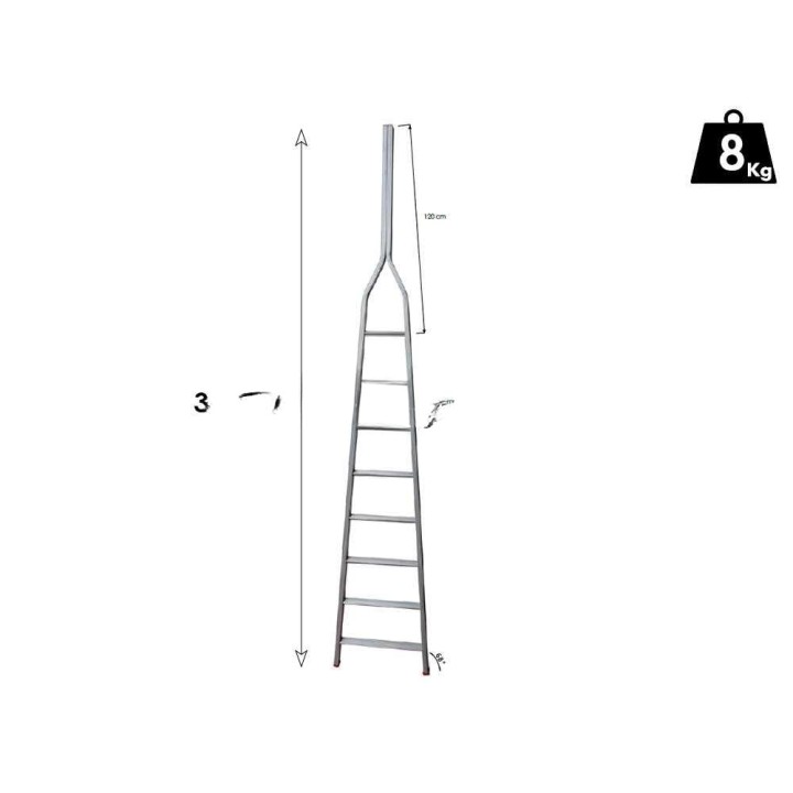 S8000 8/1 alumiiniset puutarhatikkaat, 8 askelmaa, 3,45 m