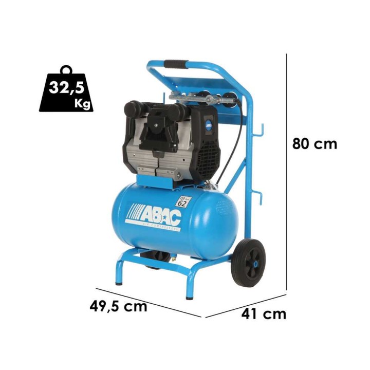 ABAC HOCKENHEIM QUIETE OS20 öljytön kompressori, 2 HP, 20 l, 9 bar