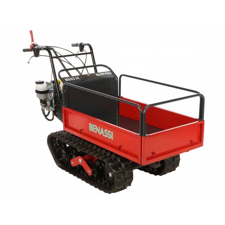 Benassi M503H telaketjukärry, hydraulinen jatkettava lava, 550 kg, Honda GX160