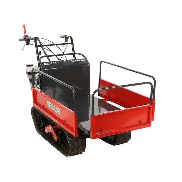 Benassi M503H telaketjukärry, hydraulinen jatkettava lava, 550 kg, Honda GX160