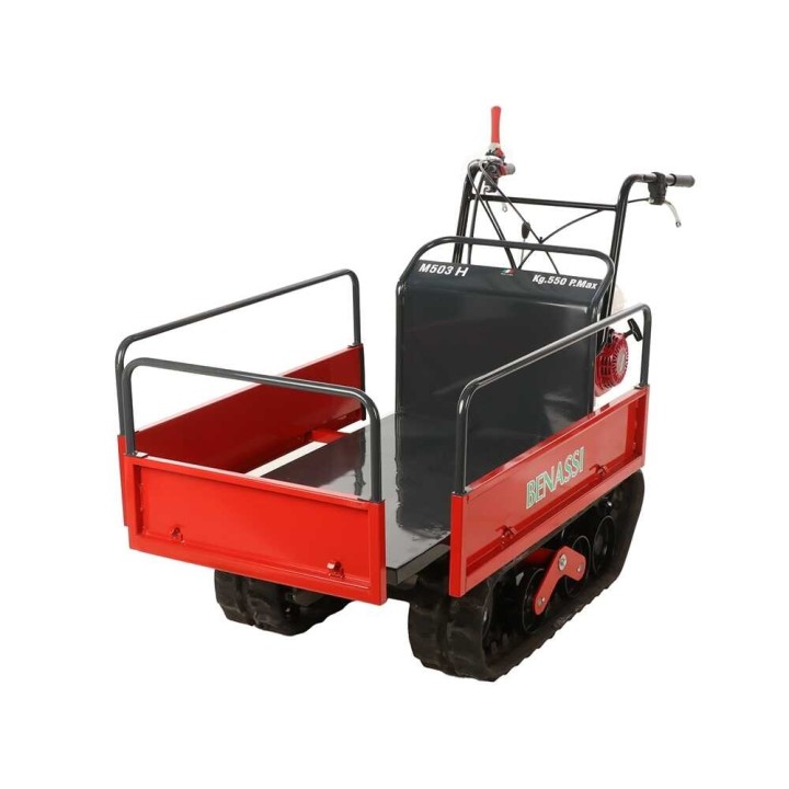 Benassi M503H telaketjukärry, hydraulinen jatkettava lava, 550 kg, Honda GX160