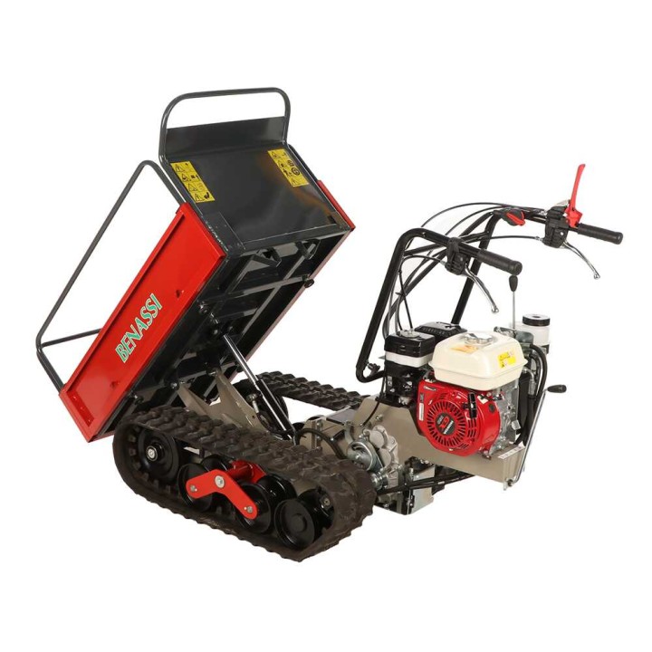 Benassi M503H telaketjukärry, hydraulinen jatkettava lava, 550 kg, Honda GX160