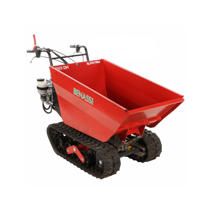 Benassi M503DH telaketjullinen moottorikuljetin Honda GX160 550 kg hydraulinen dumper lava