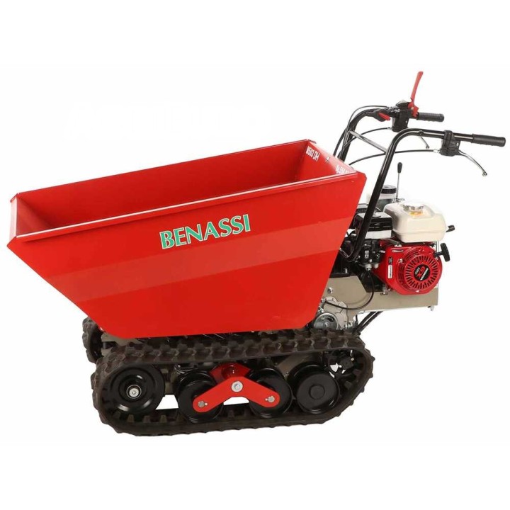 Benassi M503DH telaketjullinen moottorikuljetin, Honda GX160, 550 kg, hydraulinen dumper-lava