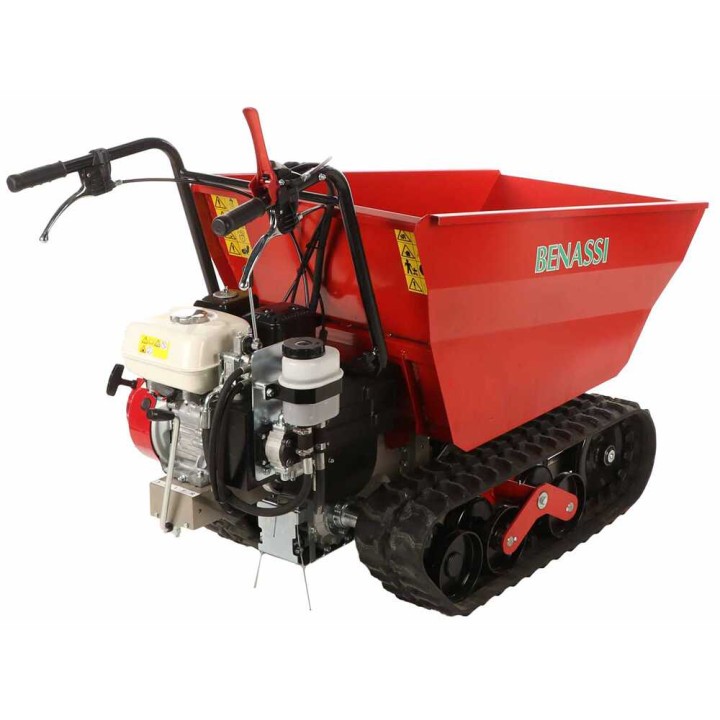 Benassi M503DH telaketjullinen moottorikuljetin, Honda GX160, 550 kg, hydraulinen dumper-lava