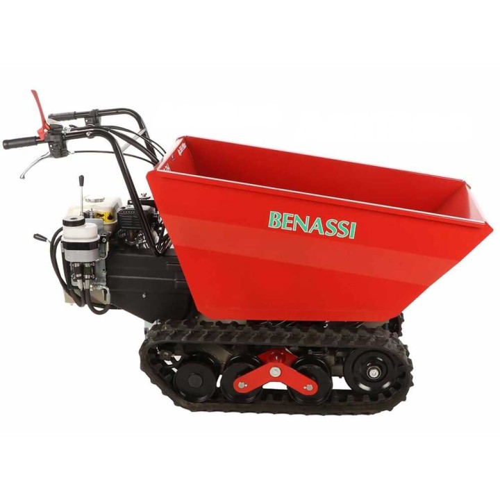 Benassi M503DH telaketjullinen moottorikuljetin, Honda GX160, 550 kg, hydraulinen dumper-lava