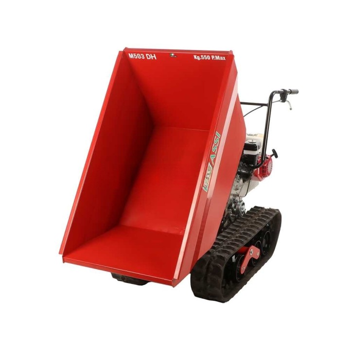 Benassi M503DH telaketjullinen moottorikuljetin, Honda GX160, 550 kg, hydraulinen dumper-lava