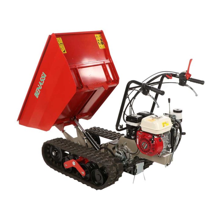 Benassi M503DH telaketjullinen moottorikuljetin, Honda GX160, 550 kg, hydraulinen dumper-lava