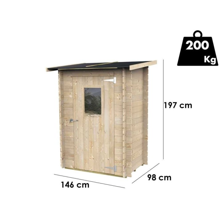 Alce Hobby 146x98 puinen pihavarasto, 146 × 98 × 197 cm