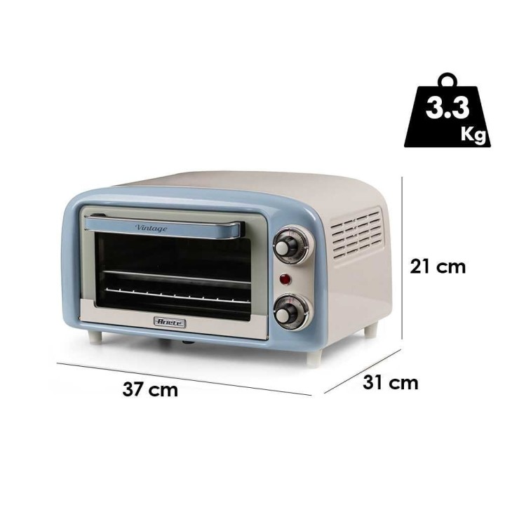Ariete Vintage Celeste sähköuuni, 10 l, 800 W, 230 V, vaaleansininen