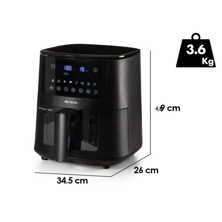 Ariete 4633 kuumailmakeitin, 4 l, 1 400 W, kosketusnäyttö, musta