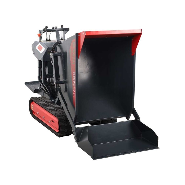 Benassi H660CS telaketjukärry, hydraulinen dumper-lava ja kuormauslapio, 600 kg, Honda GX270