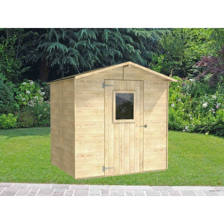 Vaniglia 200x207 puinen puutarhavaja, 200 × 207 × 214 cm, lattia ja ikkuna