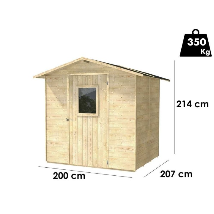 Vaniglia 200x207 puinen puutarhavaja, 200 × 207 × 214 cm, lattia ja ikkuna