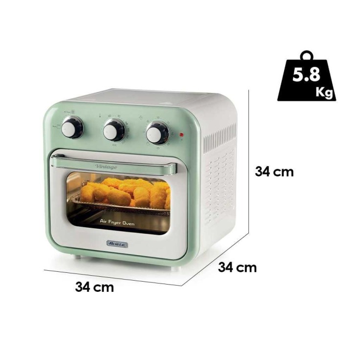 Ariete Vintage Verde ilmankeitin ja sähköuuni, 16 l, 1 400 W, 230 V