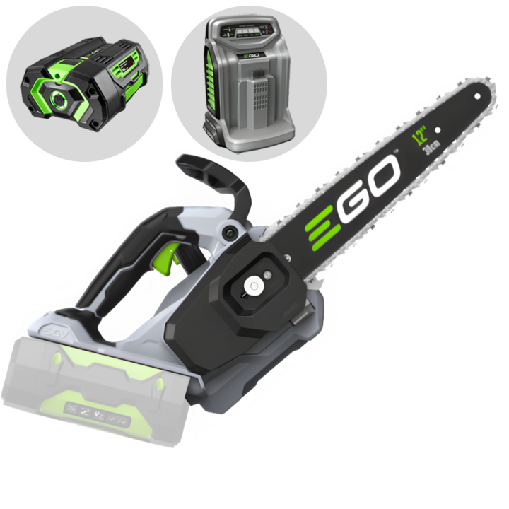 EGO CS 1200 E akkukäyttöinen oksasaha 56 V 30 cm akku ja laturi