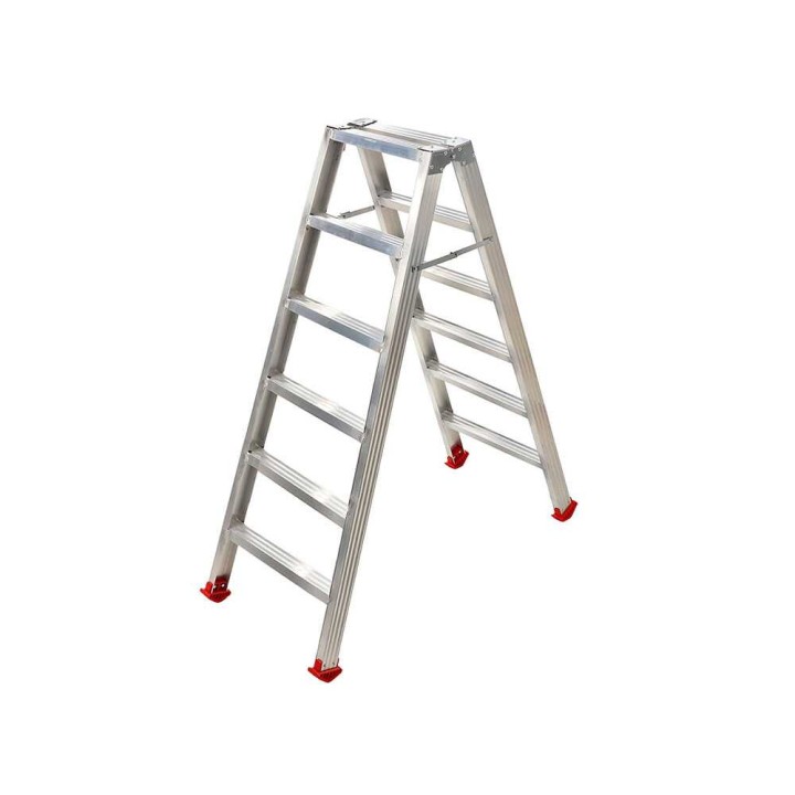 1031 kaksipuoliset alumiinitikkaat, 6 + 6 askelmaa, 150 kg, 2,41 m