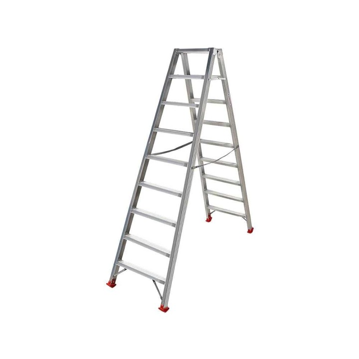 1031 alumiiniset kaksipuoliset tikkaat, 9 + 9 askelmaa, 150 kg, EN 131