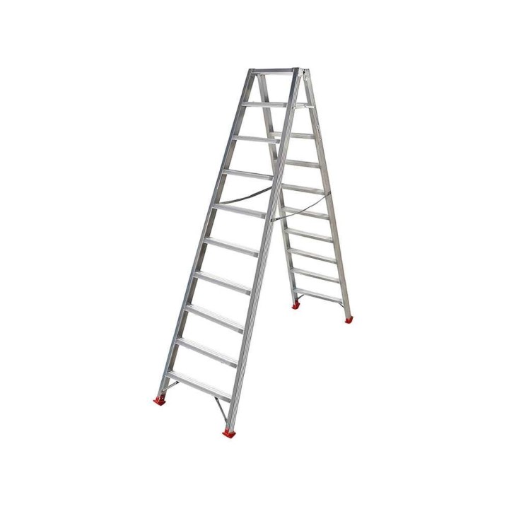 1031 kaksipuolinen alumiinitikas, 10 + 10 askelmaa, 150 kg, työskentelykorkeus 3,30 m