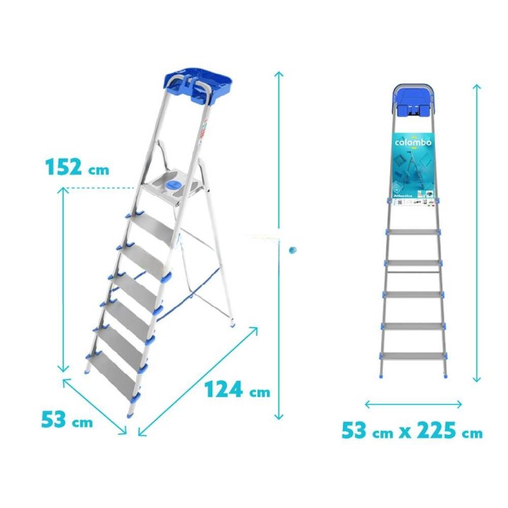 Colombo Atlantica S112A07P tasotikkaat, 7 askelmaa, alumiini, 150 kg