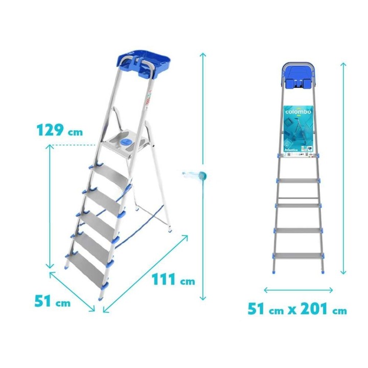 Colombo Atlantica S112A06P tasotikkaat, 6 askelmaa, alumiini, 150 kg