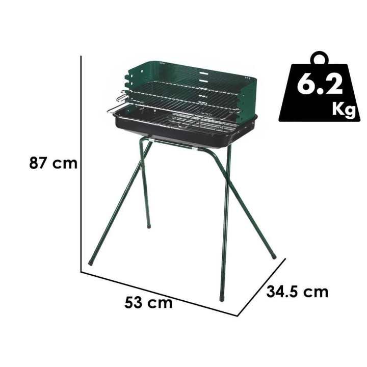Ompagrill 60-40 Green hiiligrilli, 53 × 34,5 cm, 3 korkeutta