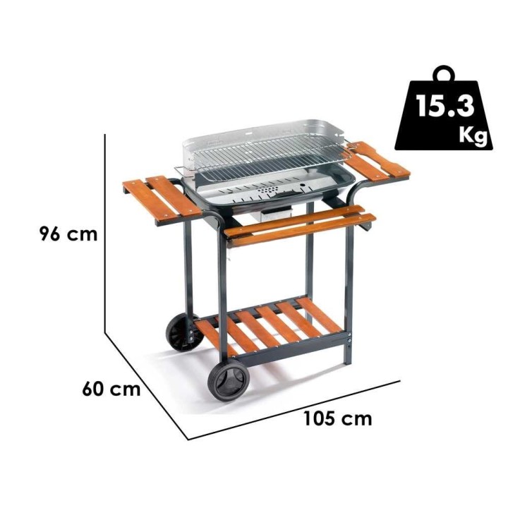 Ompagrill 60-40/ALC hiiligrilli, 60,5 × 33 cm ritilä, 4 paistokorkeutta