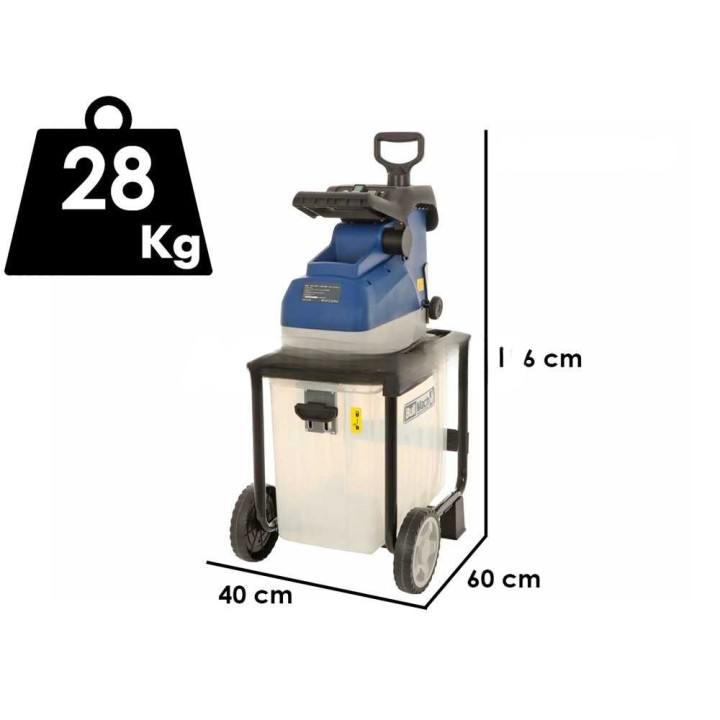 BullMach Tersic 45 Roller -sähköbiotritur, 2 800 W, 45 mm, keräyssäiliö