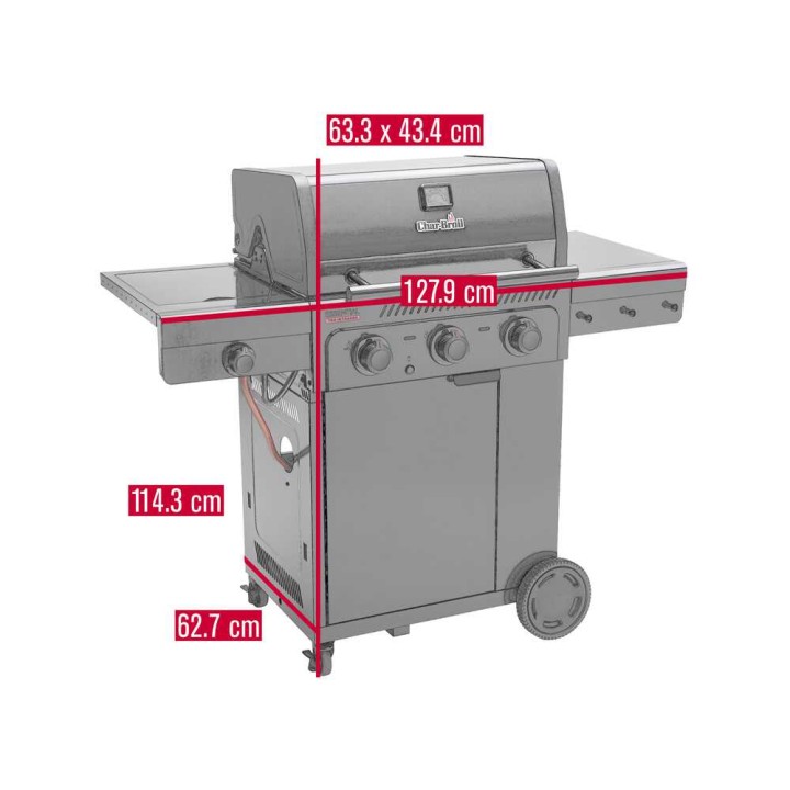 Char-Broil Essential 3G kaasugrilli, 3 poltinta, 7,9 kW, sivukeitin