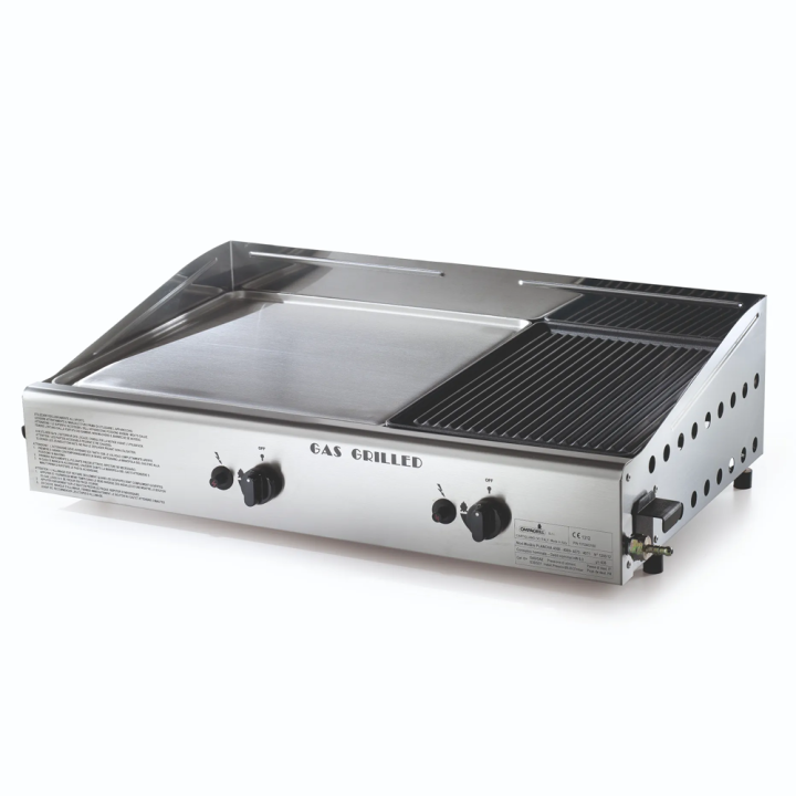 Ompagrill Double 4068 M plancha kaasugrilli 6 kW ruostumaton teräs