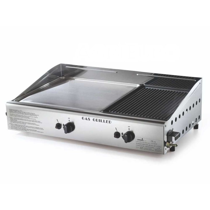 Ompagrill Double 4068/M plancha-kaasugrilli, 6 kW, ruostumaton teräs