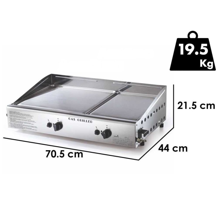 Ompagrill Double 4071/M kaasukäyttöinen plancha, 6 kW, ruostumaton teräs