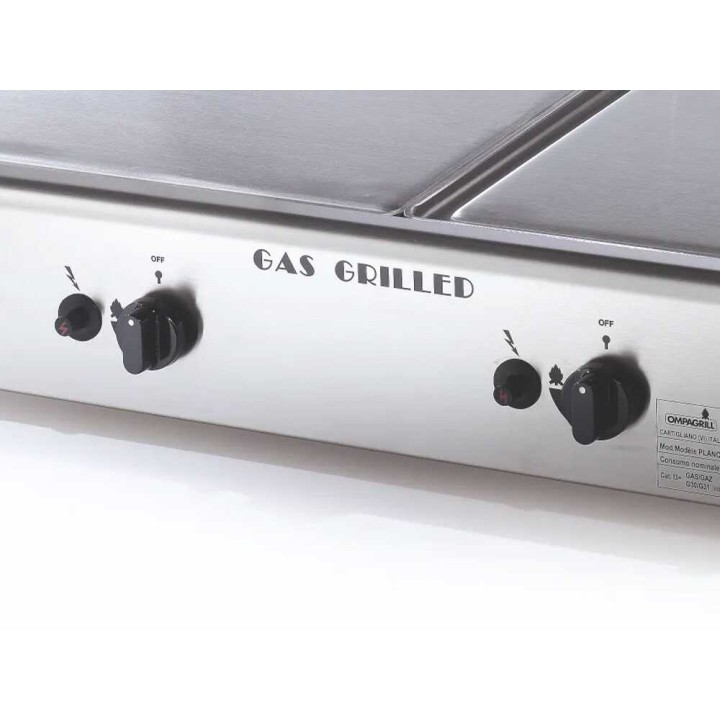 Ompagrill Double 4071/M kaasukäyttöinen plancha, 6 kW, ruostumaton teräs