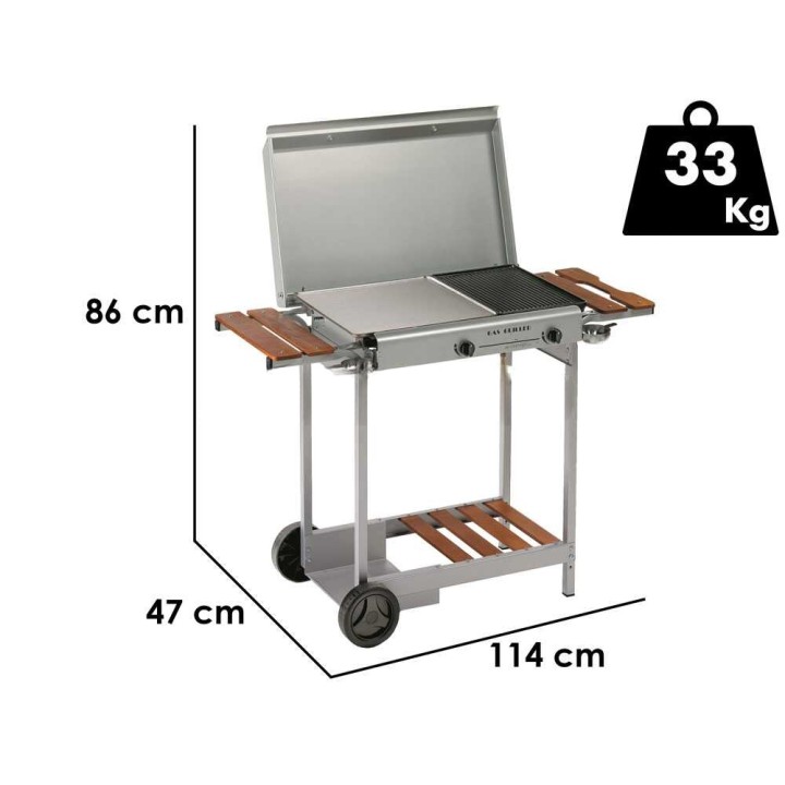 Ompagrill 4068 Stainless/M kaasugrilli, 6 kW, 2 poltinta