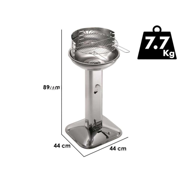 Ompagrill 60480/New hiiligrilli, ruostumaton teräs, Ø 44 cm, 4 korkeutta