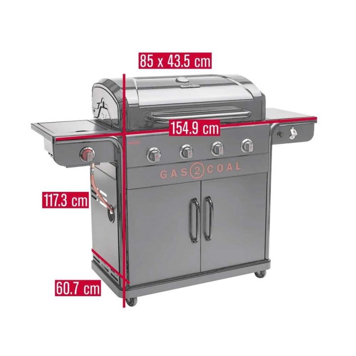 Char-Broil Gas2Coal 440 Special Edition - kaasu- ja hiiligrilli, 15,2 kW