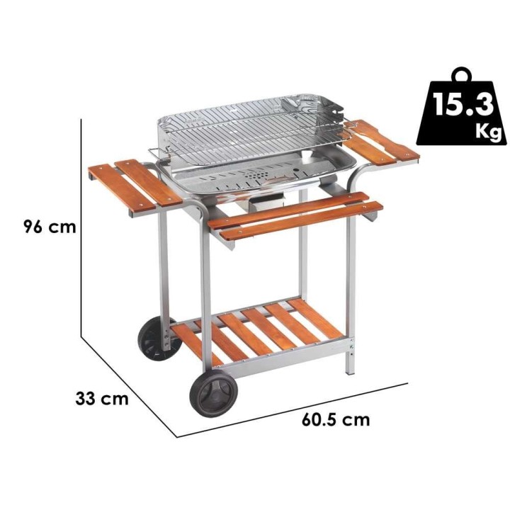 Ompagrill 60-40/Pro/C hiiligrilli, 60,5 × 33 cm, 4 korkeutta